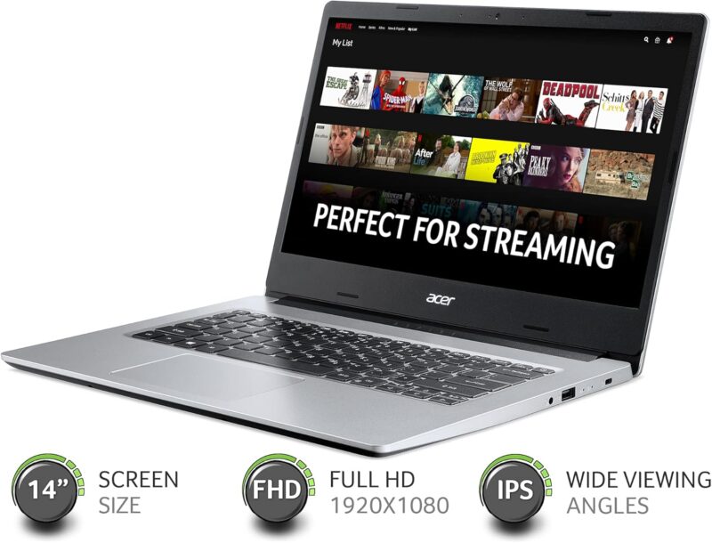 Acer Aspire 1 A114-33-C6ZV, 14Zoll FHD, Intel Celeron N5100, 4GB | 64GB eMMC, DE-Tastatur, leichte Kratzer auf der Rückseite | Zustand: Gut