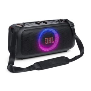 JBL PartyBox On-The-Go, 100W JBL Pro Sound, dynamische Lichtshow, inkl. Funkmikrofon, IPX4 spritzwassergeschützt, Tragegurt. | Zustand: Gut