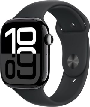 Apple Watch Series 10 (GPS + Cellular) 46mm, Akku 100%, Aluminium Diamantschwarz, Sportarmband M | L Schwarz, Garantie bis 25.05.2026 | Zustand: Sehr Gut
