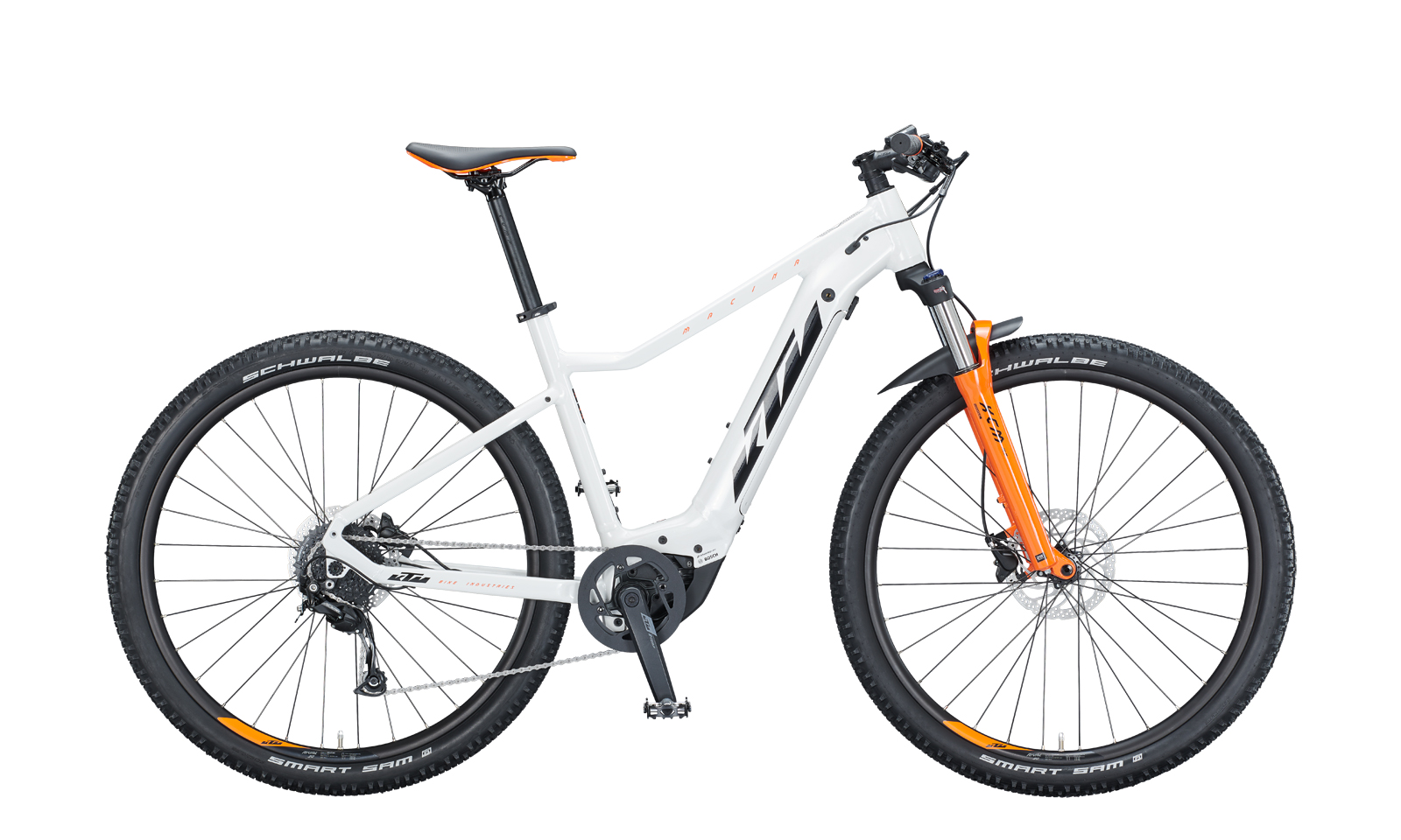 KTM Macina Race 292, E-MTB Hardtail 2021 (Weiß | Orange). Größe L, 2213 km. Inkl. Originalrechnung vom 18.07.2021.