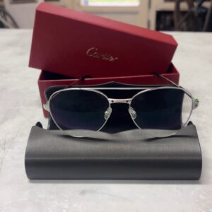 Cartier CT0307O Brille, Unisex Pilot Metallbrille aus der Santos de Cartier Kollektion, inkl. Tasche und Box. | Zustand: Sehr Gut