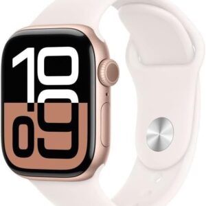 Apple Watch Series 10 (GPS), 42mm Aluminium Roségold, mit Originalverpackung, Sportarmband S | M Blassrosa. Zerkratzt. | Zustand: Gut