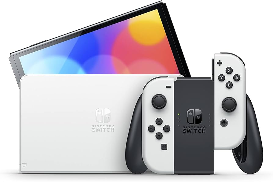 Nintendo Switch OLED, Hülle blau | 64 GB Speicher | Weiß | Zustand: Sehr Gut | Farbe: weiss – Bild 2
