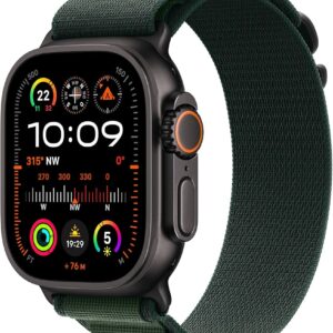 Apple Watch Ultra 2 schwarz mit Alpine Loop Medium dunkelgrün, mit Originalverpackung | Zustand: Sehr Gut