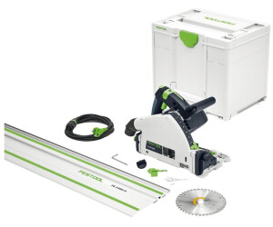 Festool TS 55 FEBQ mit Schiene, Elektro-Tauchsäge, bekannt für präzise Schnitte, oft mit Führungsschiene im Set erhältlich. | Zustand: Gut