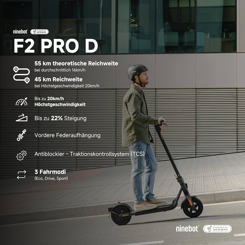 Segway Ninebot F2 E, Neu mit Originalverpackung. Max. 25 km | h, bis zu 40 km Reichweite, mit Blinker, TCS und 10-Zoll-Reifen. – Bild 4