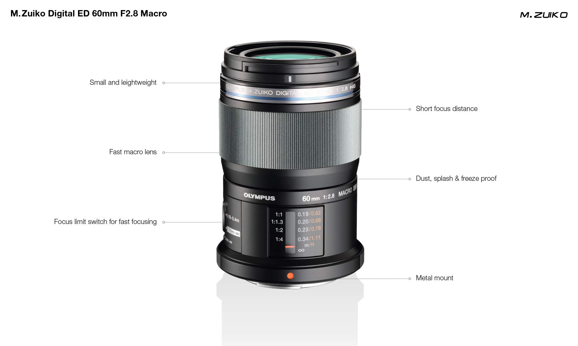 Olympus M.Zuiko Digital ED 60mm F2.8 Macro, Micro Four Thirds, 1:1 Makro, staub- & spritzwassergeschützt, ZERO Coating, MSC-Mechanismus. | Zustand: Sehr Gut – Bild 2