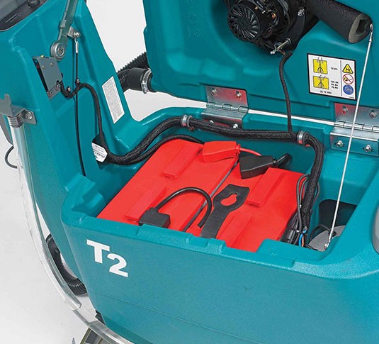 Tennant T2 Scheuer-Saugmaschine , 2x Batterie, Kompakte, handgeführte Scheuersaugmaschine, batteriebetrieben, 430 mm Arbeitsbreite, leiser Betrieb. – Bild 3