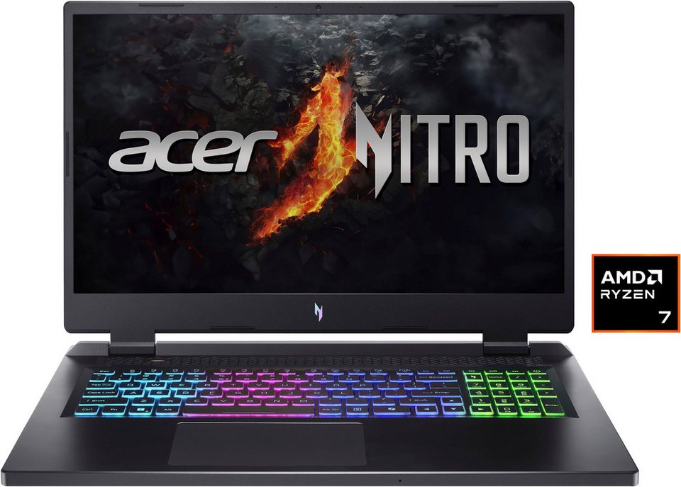 Acer Nitro 17 AN17-42-R7G8, R7 8845HS, 16GB DDR5, 1TB SSD, RTX 4060 8GB, Win 11 Home, 17.3" 165Hz, mit Originalverpackung, Ladegerät. | Zustand: Wie Neu