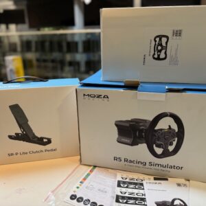 Moza R5 ES SR-P Lite Schwarz, R5 Bundle mit Lenkrad, eelbase, SR-P Lite Pedalen und Lenkradständer für PC. | Zustand: Sehr Gut