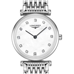 Longines La Grande Classique L4.209.4.87.6, Quarz Uhr, 24mm, Zifferblatt Perlmutt, Diamantindizes, Stahl, Batterie Leer | Zustand: Sehr Gut