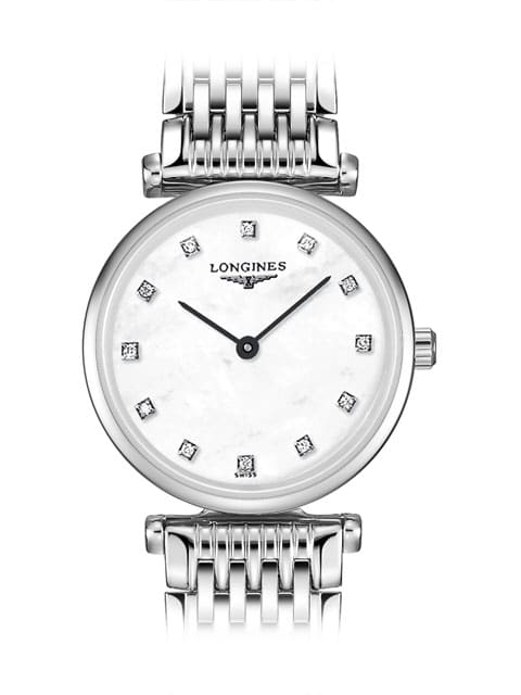 Longines La Grande Classique L4.209.4.87.6, Quarz Uhr, 24mm, Zifferblatt Perlmutt, Diamantindizes, Stahl, Batterie Leer | Zustand: Sehr Gut
