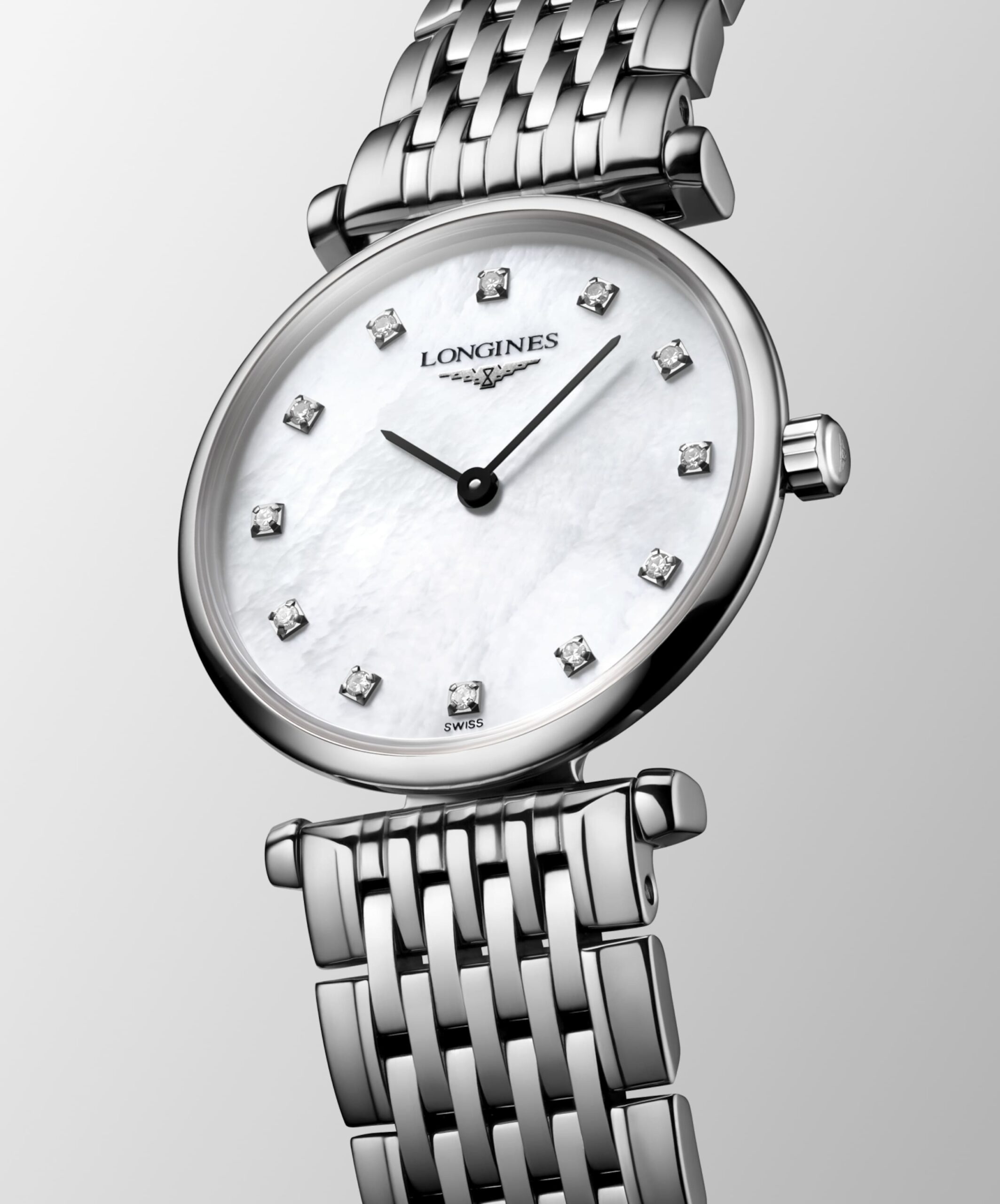 Longines La Grande Classique L4.209.4.87.6, Quarz Uhr, 24mm, Zifferblatt Perlmutt, Diamantindizes, Stahl, Batterie Leer | Zustand: Sehr Gut – Bild 2