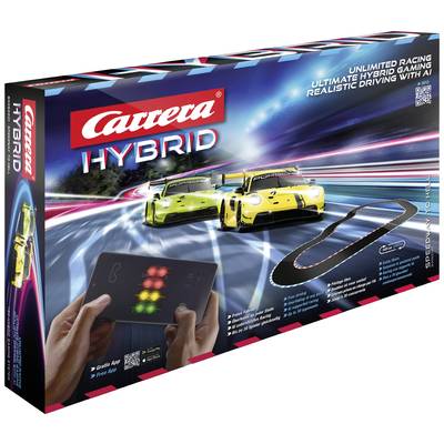 Carrera Hybrid 50050001 Green Hell, Rennbahn-Set mit 2 Porsche 911 GT3 R (Acid Green | Speed Yellow) im Maßstab 1:50, 6,09m Streckenlänge, App-Steuerung. | Zustand: Sehr Gut