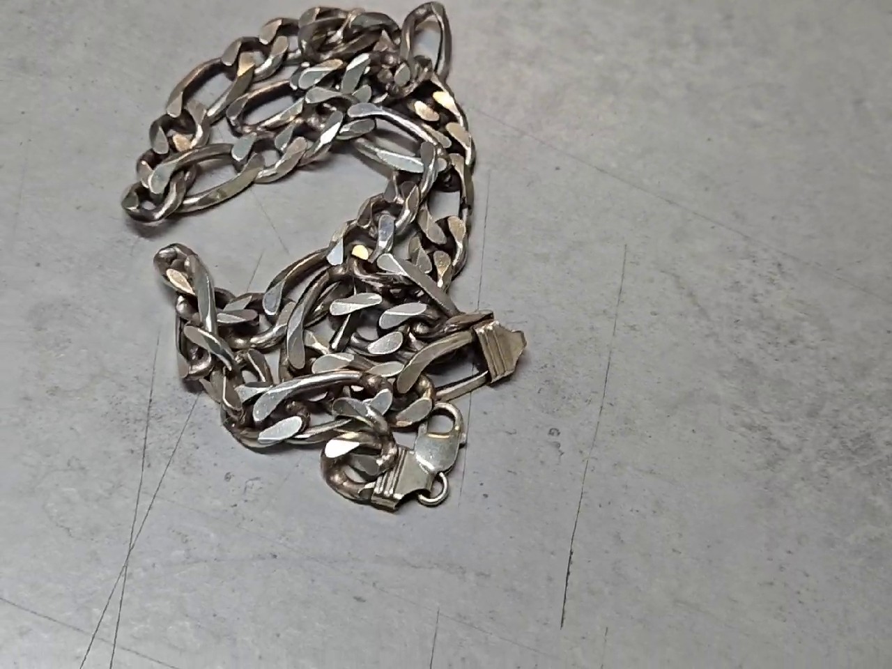 Silber Kette Figaro 18.1g, Figaro-Gliederkette aus Silber, Gewicht 18,1 Gramm, Karabinerverschluss. | Zustand: Gut | Farbe: silber – Bild 2