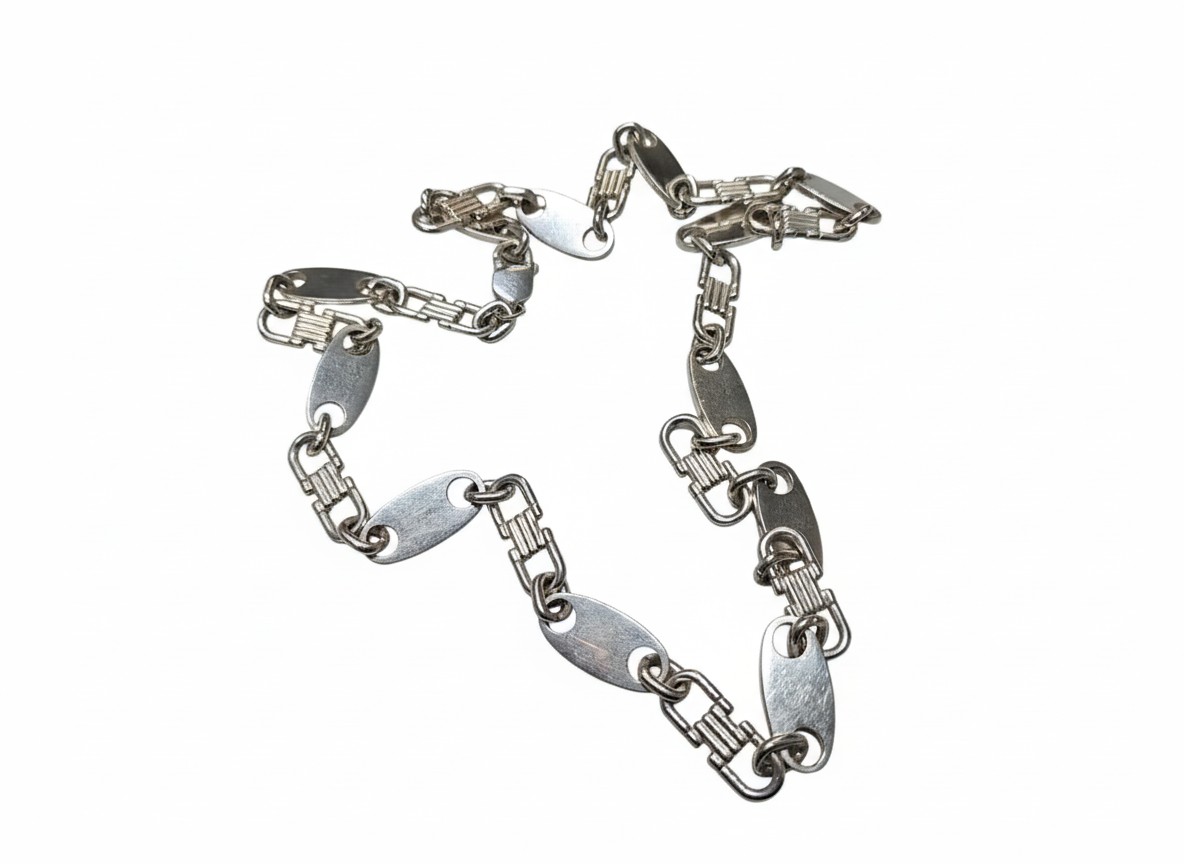 Silber Kette 108g, Silberkette mit ovalen Gliedern, Gewicht 108,0 g, auf Waage gezeigt. | Zustand: Sehr Gut | Farbe: silber – Bild 2