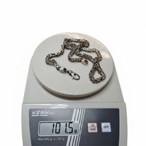 Silber Königs Kette 101,5g, Silberkette mit Königsarmband-Muster, Gewicht 101,5 Gramm, vermutlich Sterling Silber. | Zustand: Sehr Gut | Farbe: silber
