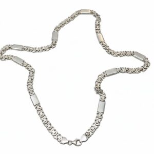 Silber Königskette mit Plättchen, Königskette aus 925er Silber, ca. 48,85g, mit rechteckigen Gliedern und Kastenschließe. | Zustand: Gut | Farbe: silber