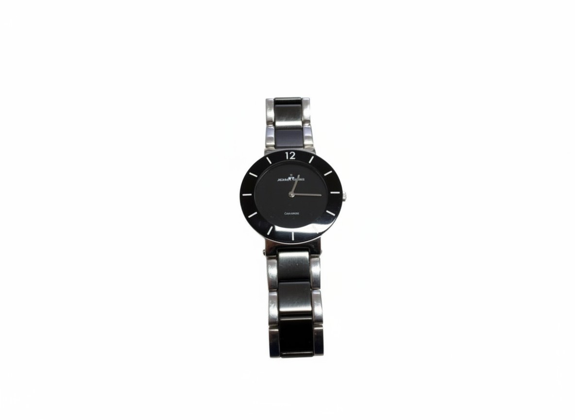 Jacques Lemans Ceramic Damen Schwarz, Quarzuhr mit Edelstahl | Keramik-Armband, sichtbare Kratzer an der Schließe. | Zustand: Gebraucht | Farbe: schwarz