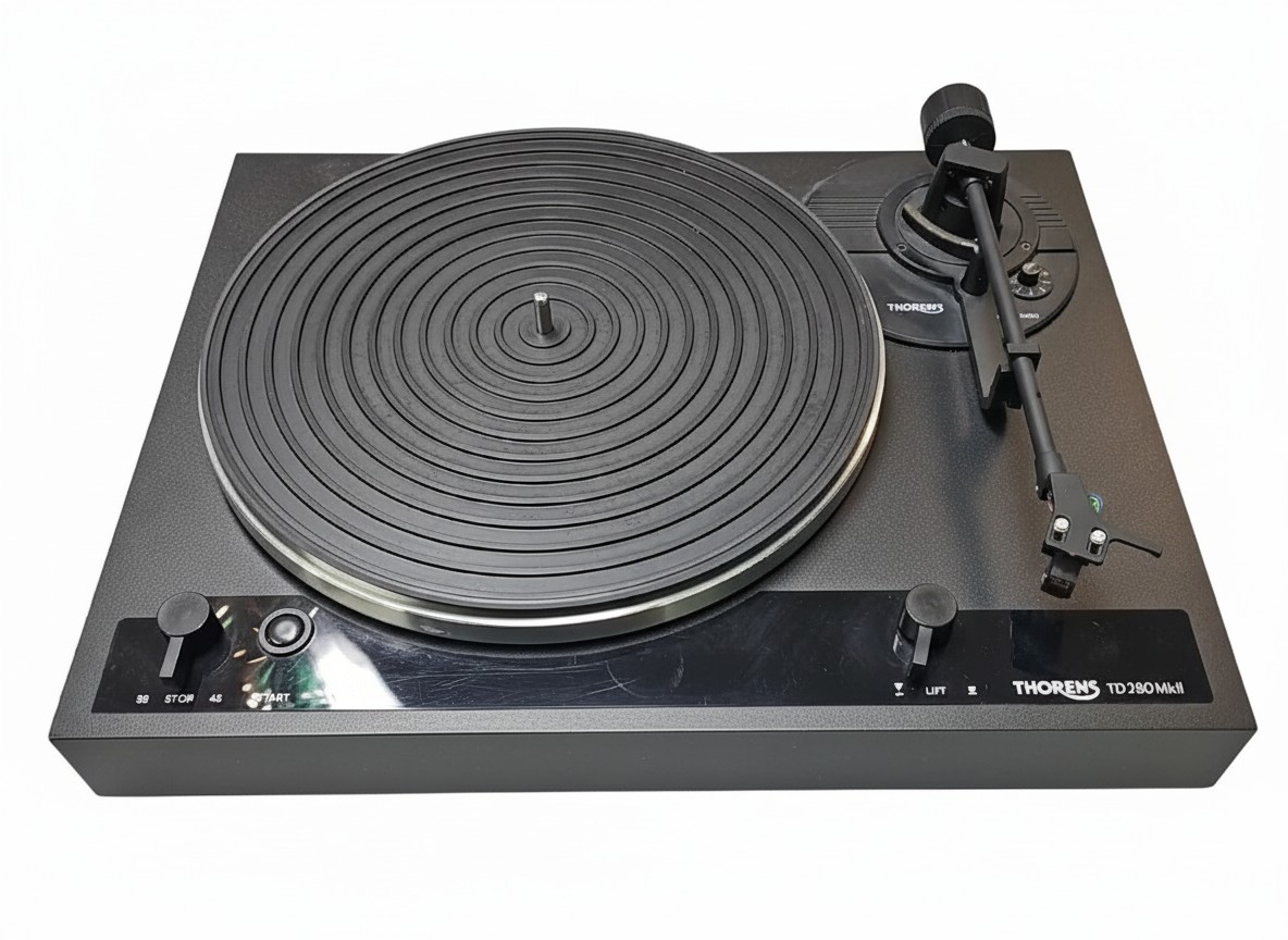 THORENS TD 280 MK II Schwarz 1988-1992, Plattenspieler mit Riemenantrieb, 33 | 45 U | min, inkl. Staubschutzhaube. | Zustand: Gebraucht – Bild 2