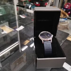 Emporio Armani ARS3011 Swiss, Herrenuhr mit blauem Zifferblatt und Lederarmband, mit Originalverpackung (ovp). | Zustand: Wie Neu