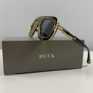 Dita Mach Six Schwarz Gold, Limited Edition Sonnenbrille, Pilot-Form, Titan | Acetat, mit leichten Gebrauchsspuren an der Hülle. | Zustand: In Ordnung