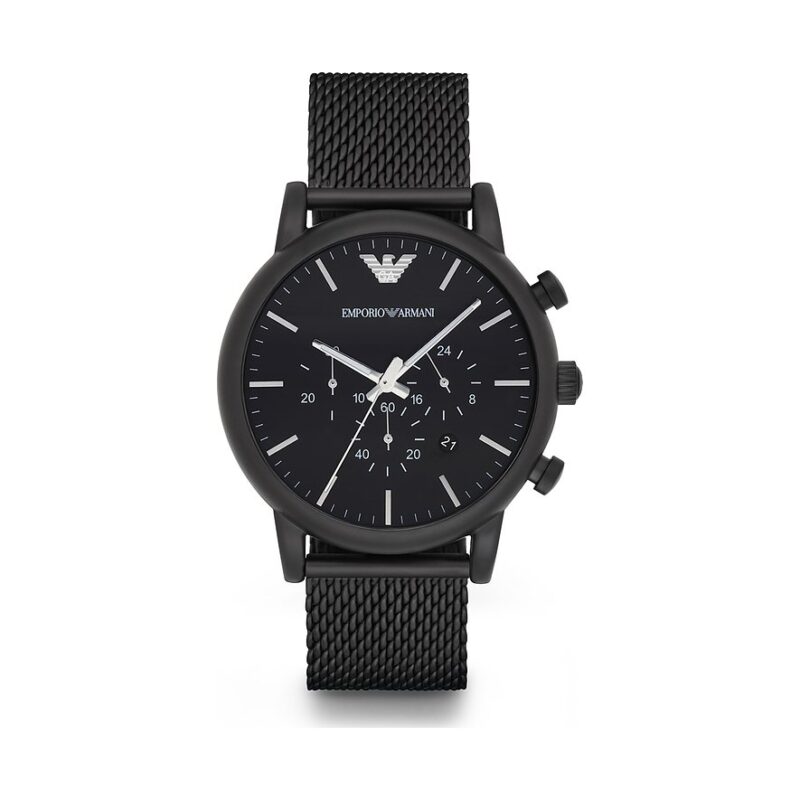 Emporio Armani AR1968 Schwarz, Herren Chronograph, Edelstahl Mesh ...
