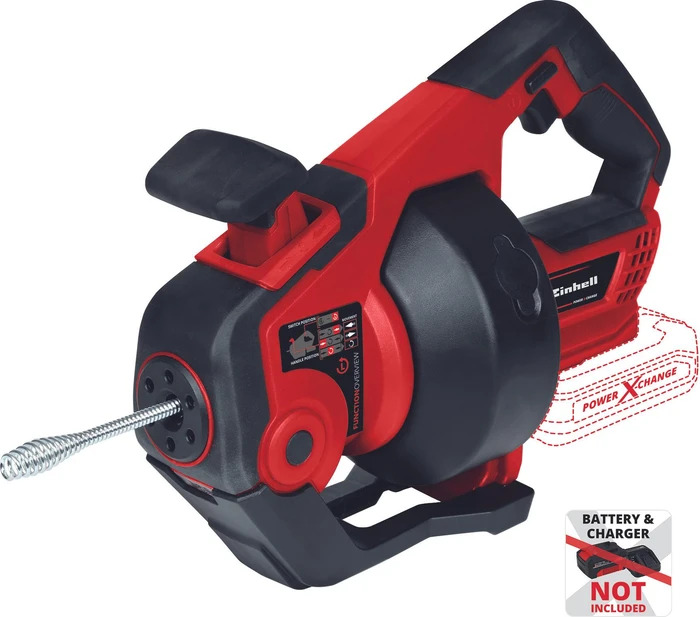 Einhell TE-DA 18/760 Solo, Akku-Rohrreinigungsmaschine, ohne Akku | Ladegerät, 7,6m Spirale, für Rohre 16-55mm. | Zustand: Neu