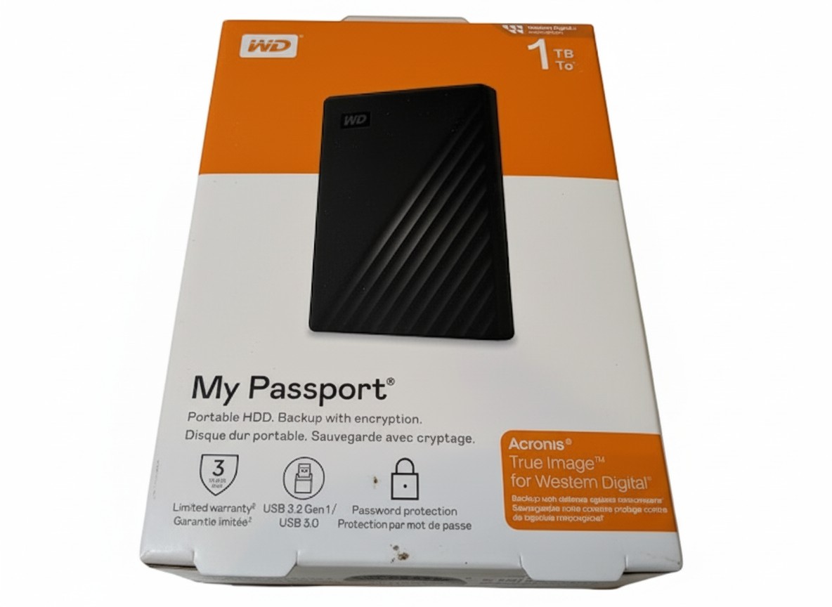 WD My Passport 1TB, Externe tragbare Festplatte, USB 3.0, schwarz, mit Verschlüsselung. | Zustand: Neu – Bild 2
