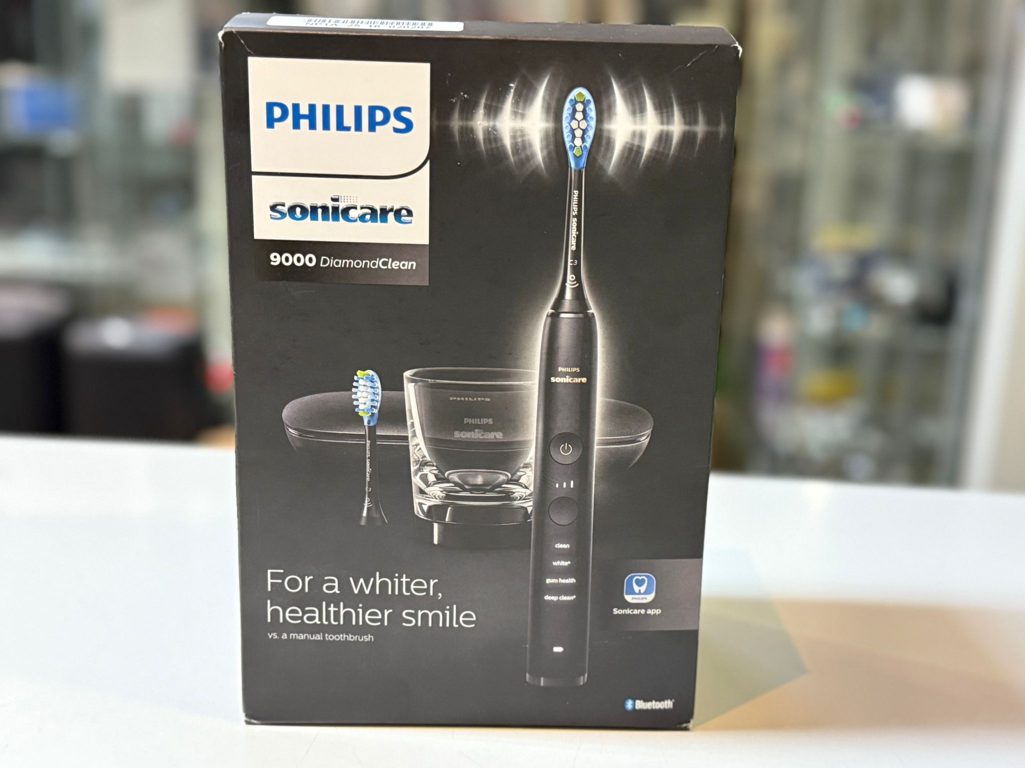 Philips Sonicare DiamondClean 9000 Schwarz, Elektrische Schallzahnbürste mit App-Anbindung, Ladeglas und Reiseetui. | Zustand: Neu – Bild 2