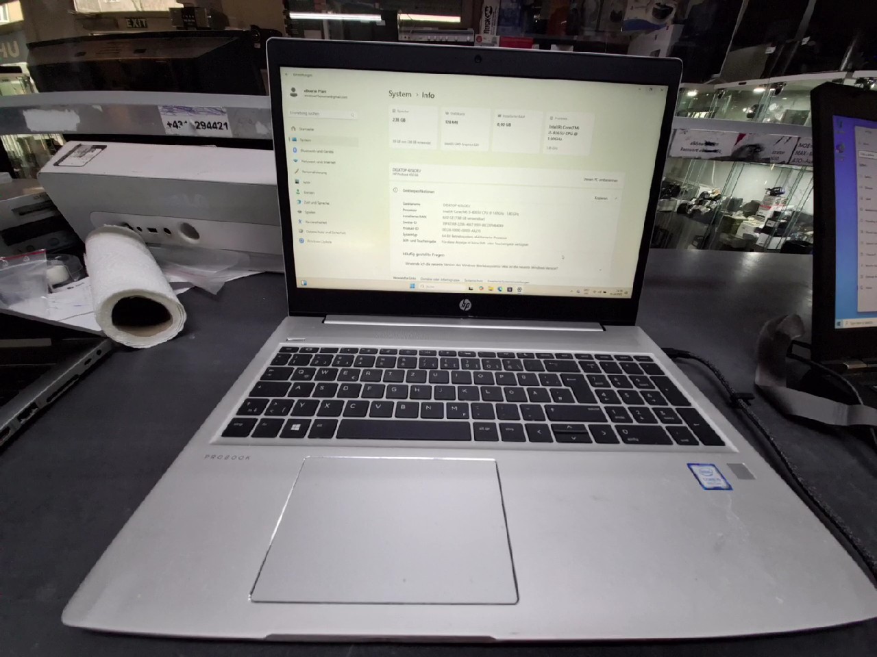 HP ProBook 450 G6 i5 8GB/256GB Win11, Gebraucht, 15.6 Zoll, i5-8265U, SSD, Display mit Fleck. | Zustand: Gut – Bild 5