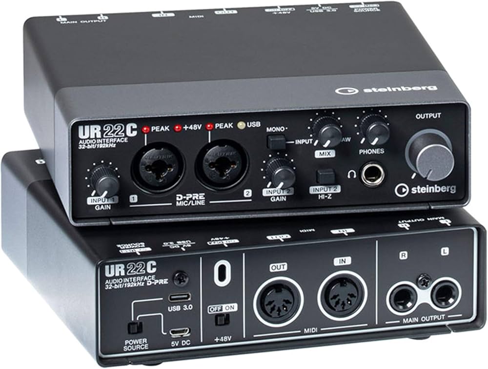 Steinberg UR22C, 2x2 USB 3.1 Audio Interface mit 32-Bit | 192 kHz, D-PRE Preamps und MIDI I | O. | Zustand: Sehr Gut