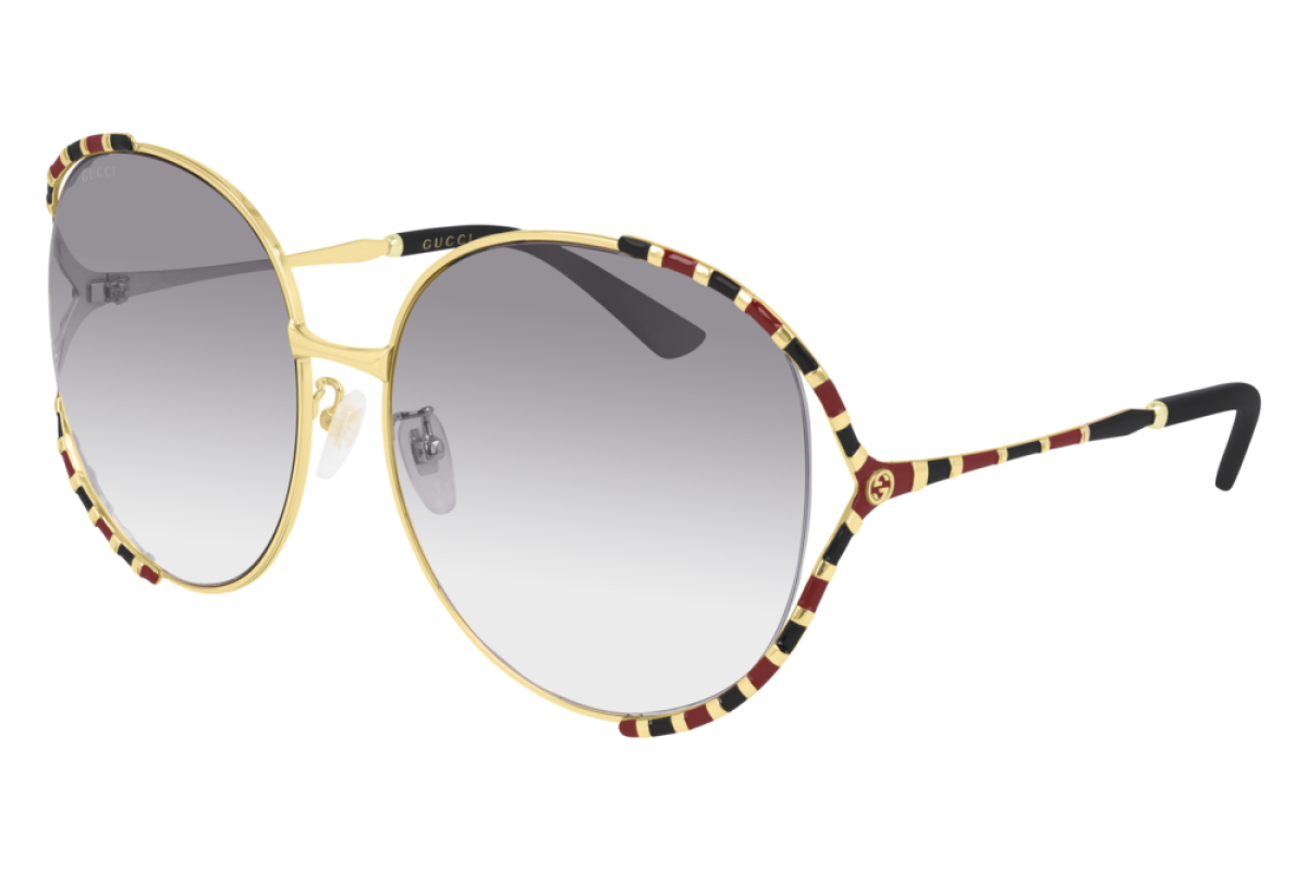 Gucci GG0595S Gold/Grau 2024, Damen Sonnenbrille, Oversize, Metall, mit Rechnung vom 15.04.2024. | Zustand: Sehr Gut