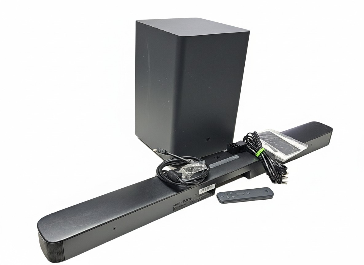 JBL Bar 2.1 Deep Bass Schwarz, 2.1 System mit kabellosem Subwoofer, 300W, inkl. Fernbedienung und Kabel | Zustand: Sehr Gut