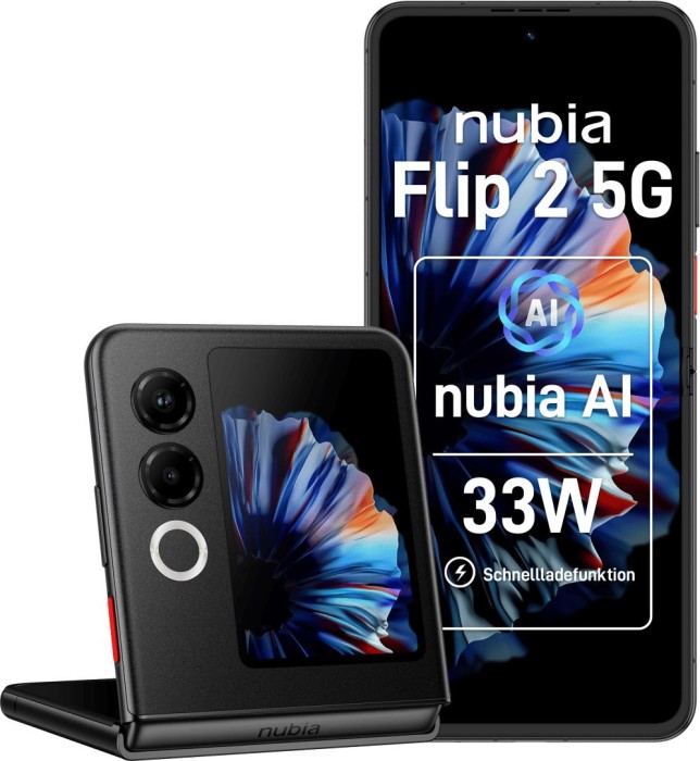 Nubia Flip 2 5G, 256 GB Speicher, 8 GB RAM, 6.9" 120Hz AMOLED Falt-Display, 50MP Kamera, Neu | OVP. | SimLock: Frei | Zustand: Neu | Farbe: Night Black | Akku: 100%