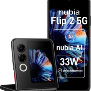 Nubia Flip 2 5G, 256 GB Speicher, 8 GB RAM, 6.9" 120Hz AMOLED Falt-Display, 50MP Kamera, Neu | OVP. | SimLock: Frei | Zustand: Neu | Farbe: Night Black | Akku: 100%