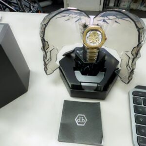 Philipp Plein PWRAA0323 Gold/Silber, Herren Automatik Skelettuhr 42mm, Edelstahl, OVP, Skull-Design. | Zustand: Wie Neu | Farbe: gold
