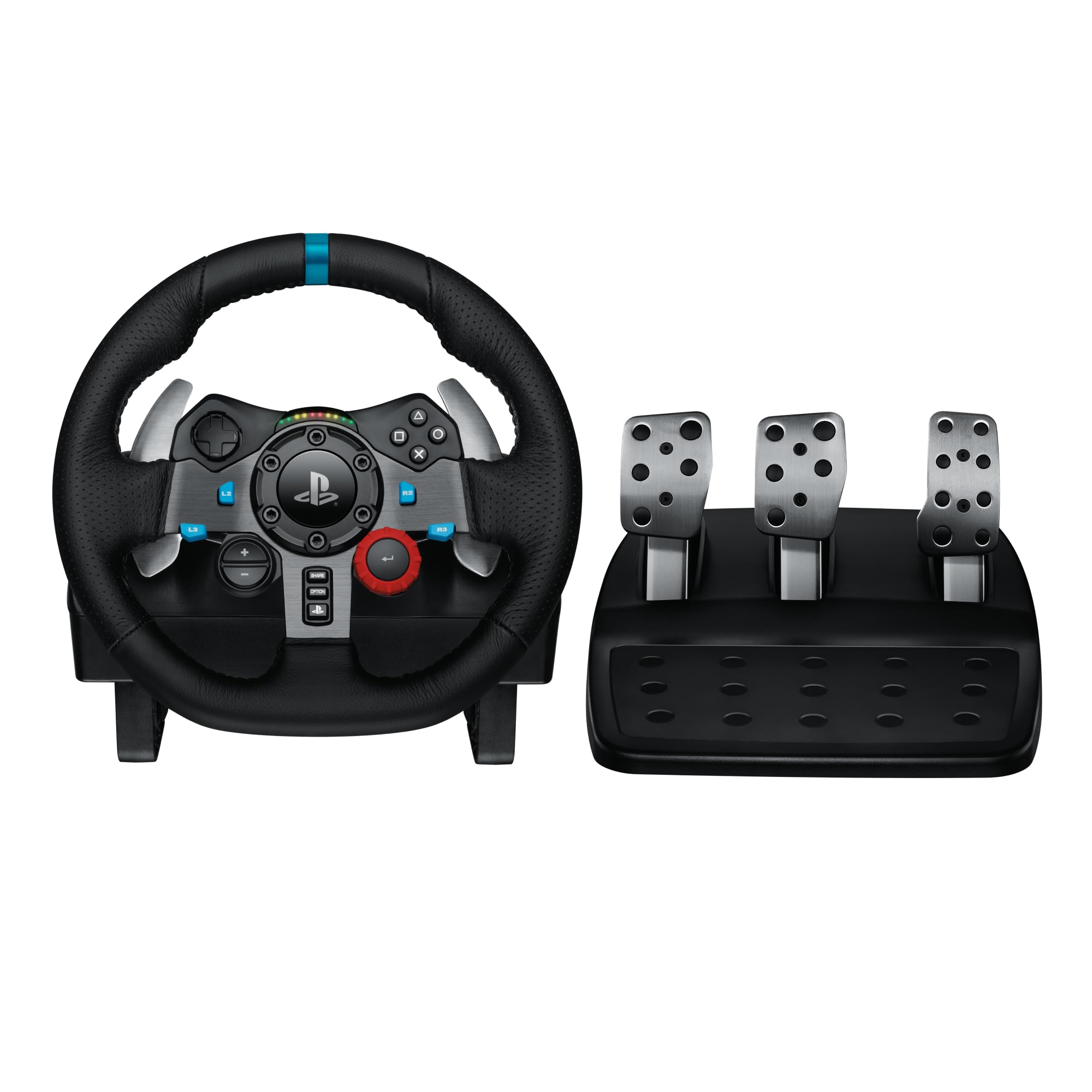 Logitech G29 Driving Force Racing Wheel, Lenkrad mit Pedalen für PS5, PS4, PC, Mac. Handgenähtes Leder, Force Feedback. | Zustand: Gut | Farbe: schwarz