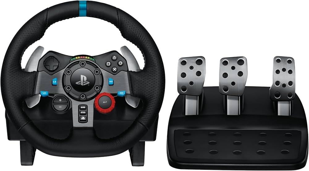 Logitech G29 Driving Force Racing Wheel, Lenkrad mit Pedalen für PS5, PS4, PC, Mac. Handgenähtes Leder, Force Feedback. | Zustand: Gut | Farbe: schwarz – Bild 3