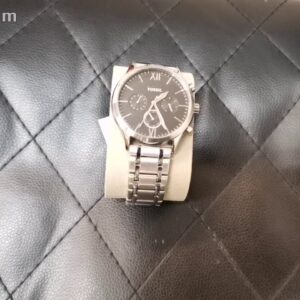 Fossil Machine Chronograph Edelstahl, Herrenuhr mit schwarzem Zifferblatt und silbernem Edelstahlarmband, neu in OVP. | Zustand: Wie Neu