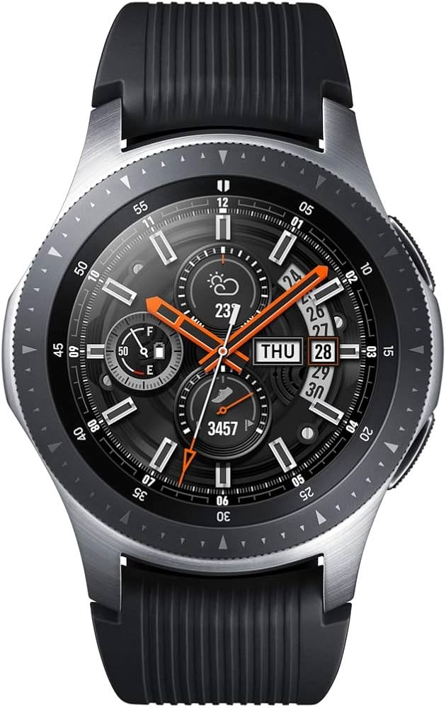 Samsung Galaxy Watch R800 46mm Silber, Smartwatch, ovp, 46mm, silbernes Gehäuse, schwarzes Silikonarmband. | Zustand: Gut