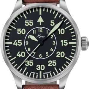 Laco Fliegeruhr Automatik Typ A, Mit braunem Lederband und Originalverpackung (ovp). Made in Germany. | Zustand: Neu