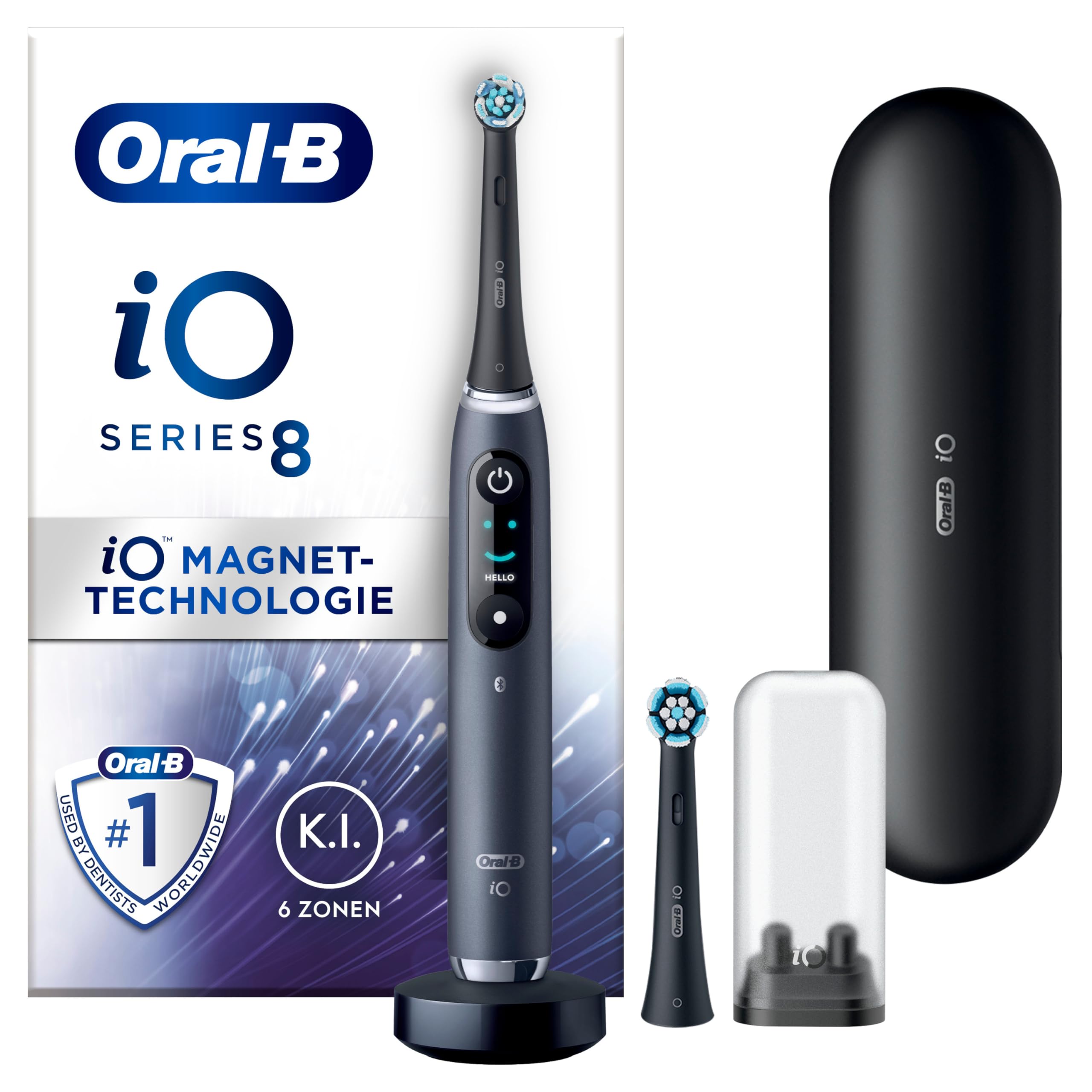 Oral-B iO Series 9n Black Onyx, Elektrische Zahnbürste mit 2 Aufsteckbürsten, OVP, KI-Funktion, 7 Modi. | Zustand: Neu