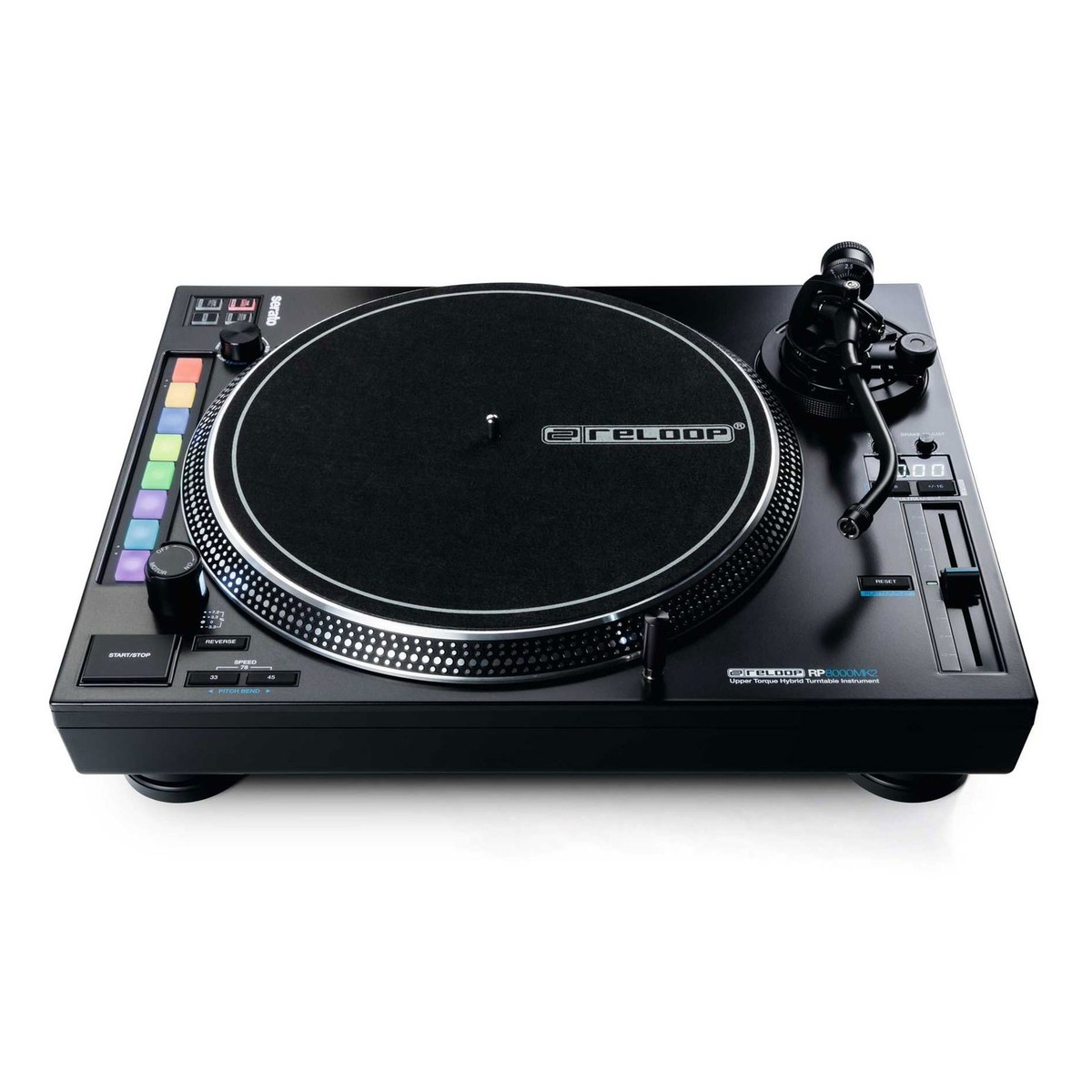 Reloop RP2000M, ovp, Quartz-driven Direct-Drive DJ-Plattenspieler in Schwarz, robust, mit S-Tonarm. | Zustand: Sehr Gut