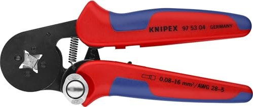 Knipex 97 53 04, Selbsteinstellende Crimpzange für Aderendhülsen 0,08-16 mm², Vierkant-Pressung, brüniert. | Zustand: Wie Neu