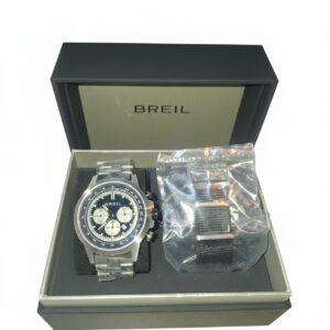 Breil X-Large Chrono TW1919 Stahl/Schwarz, Herren-Chronograph mit Stahlarmband, schwarzem Zifferblatt und zusätzlichem schwarzem Textilarmband. Inkl. OVP. | Zustand: Wie Neu