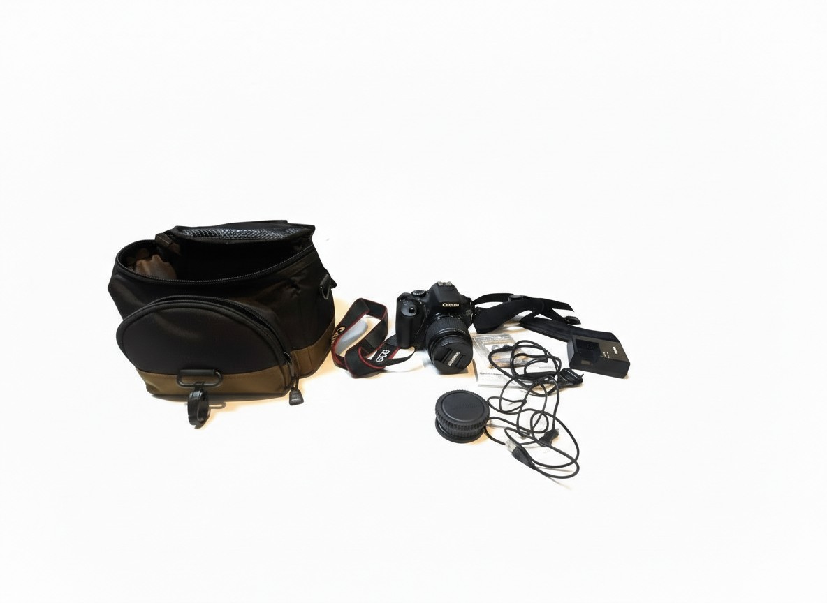 Canon EOS 1200D mit 18-55mm Objektiv , DSLR-Kamera mit 18MP Sensor, inklusive Tasche, Objektiv und weiterem Zubehör. | Zustand: Gut