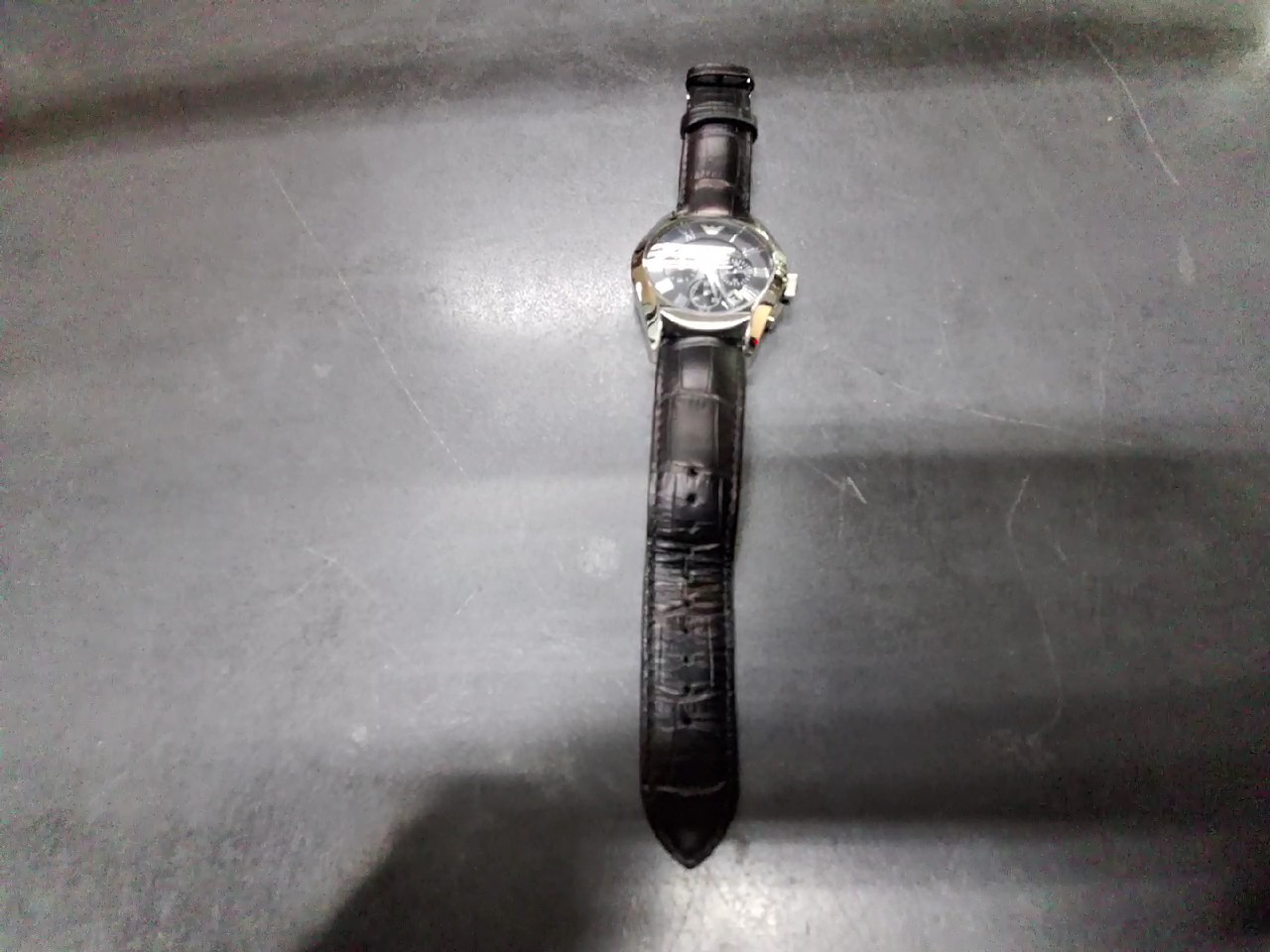 Emporio Armani Renato AR2447, Herren Chronograph, 43mm, schwarzes Zifferblatt, schwarzes Lederarmband, Quarz | Zustand: Sehr Gut – Bild 3