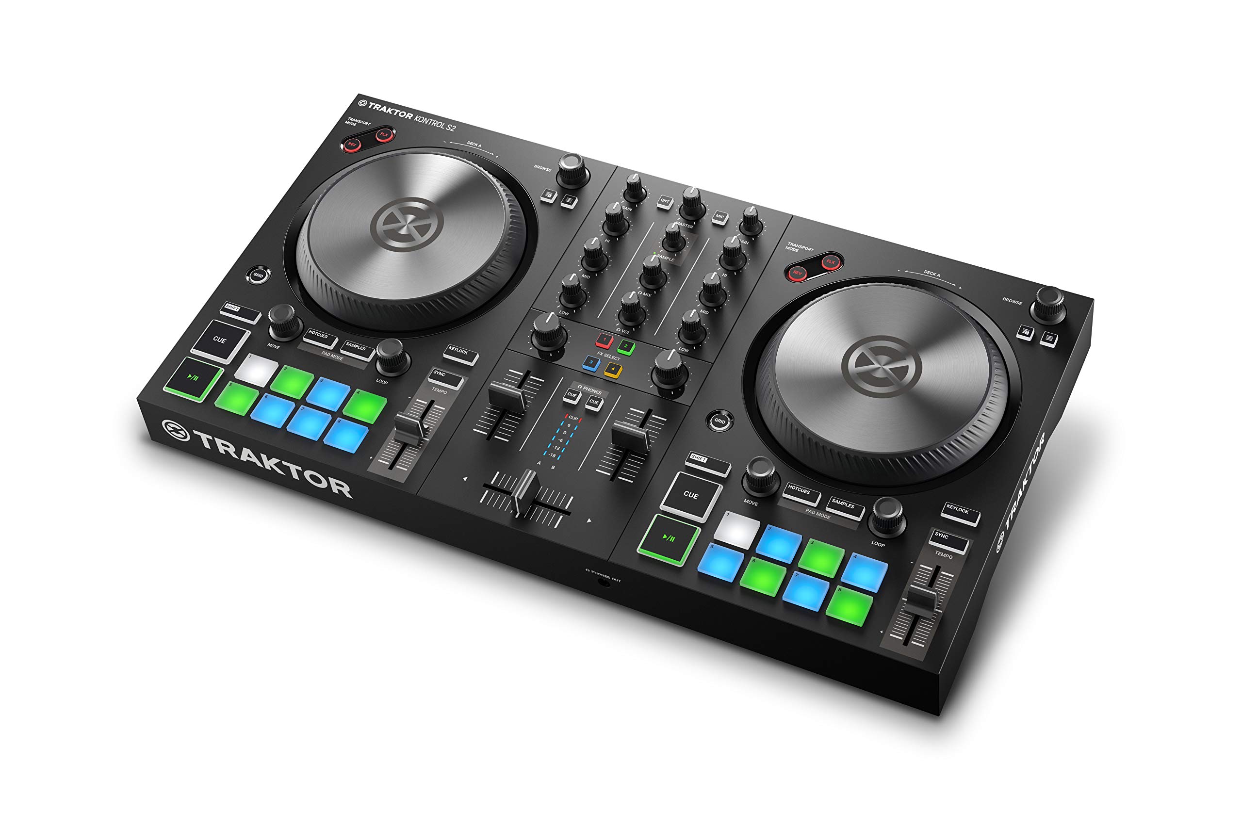 Native Instruments Traktor Kontrol S2 MK3, USB-betriebener 2-Kanal-DJ-Controller für Traktor Pro 3 mit großen Jogeels und RGB-Pads. Inkl. Tasche | Zustand: Gut