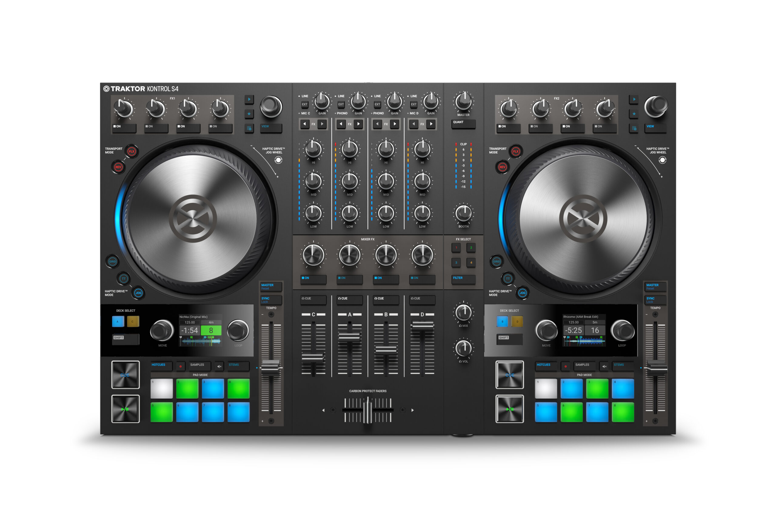 Native Instruments Traktor Kontrol S4 Mk3, 4-Kanal DJ Controller mit Haptic Drive Jog eels, inkl. Netzteil (ovp). | Zustand: Sehr Gut